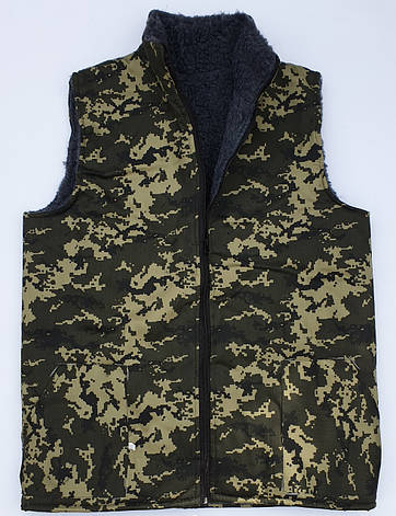 Жилетки, тілогрійки на штучному хутрі з камуфляжу на блискавці, фото 1