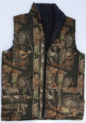 Жилетки, тілогрійки на штучному хутрі з камуфляжу на блискавці, фото 1