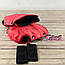 Муфта рукавички роздільні, на коляску / санки, з кишенею, універсальна, для рук, чорний фліс (колір - червоний), фото 2