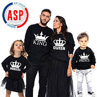 Свитшоты толстовки кофты для фотосессии всей семьи Family Look Фэмили лук коронами King Queen Princess Prince