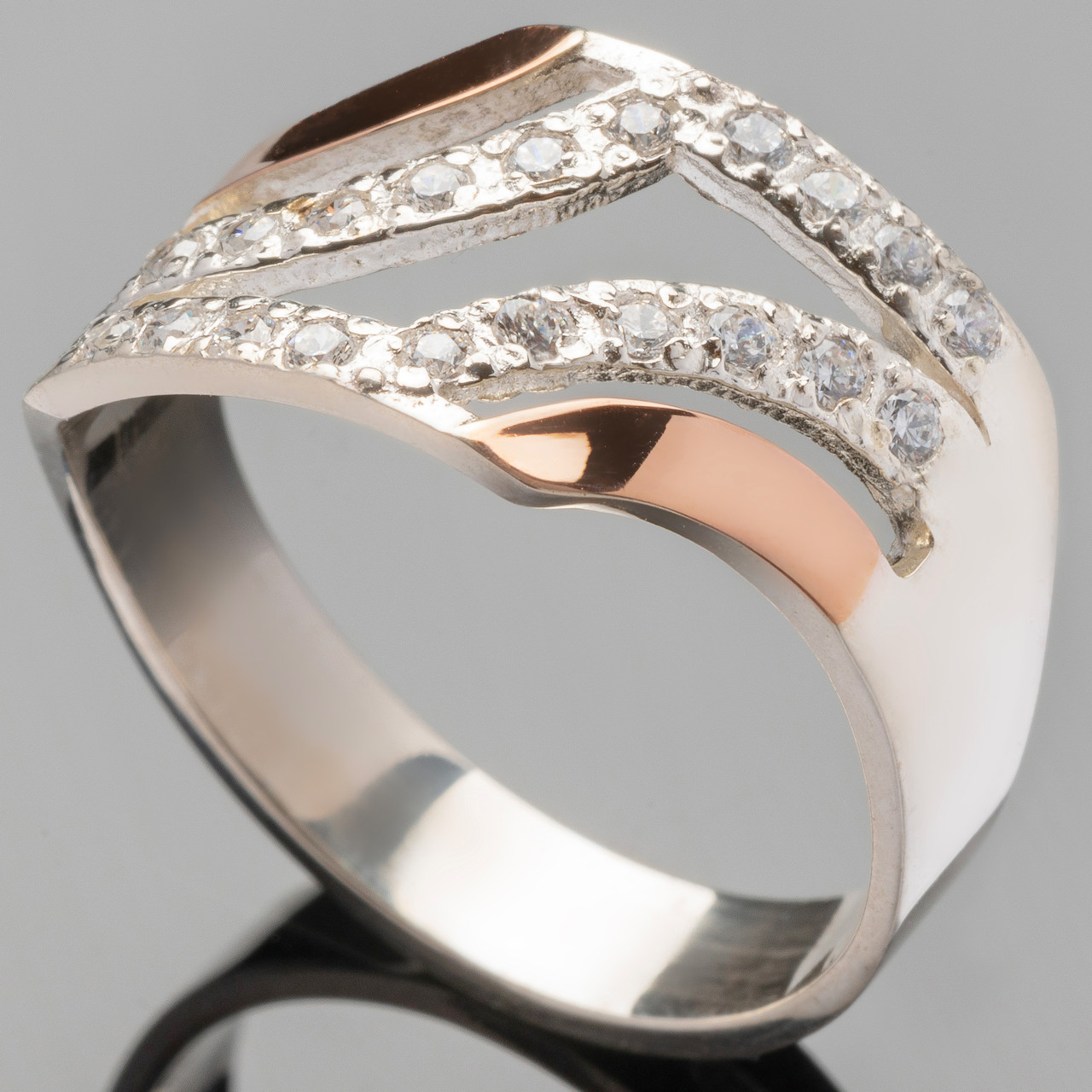 Серебряное кольцо 925 пробы с золотом арт. 408к