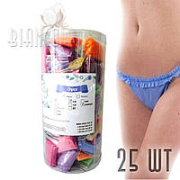 Трусики Cтринги одноразовые для спа массажа с Рюшем Doily Panties one-off (25шт) в тубусе. Разноцветные