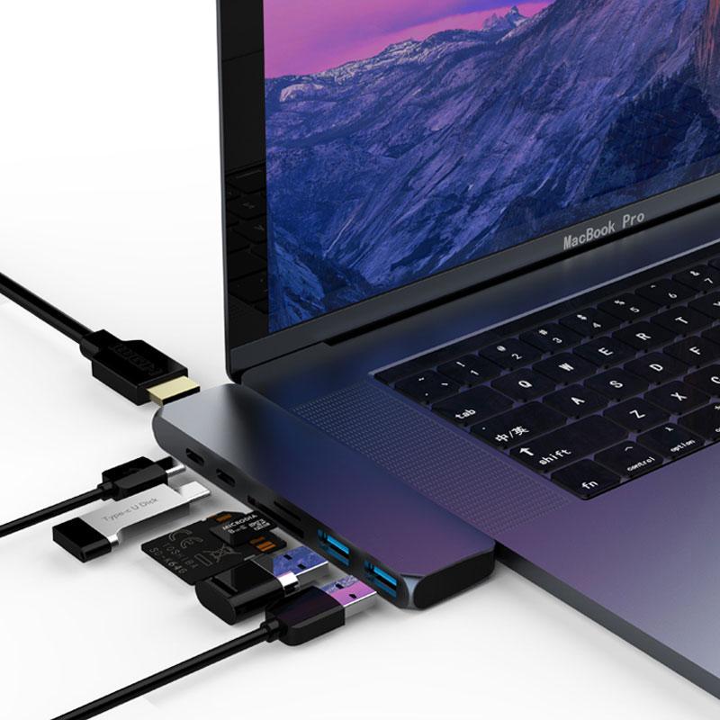 Перехідник адаптер 7-in-1 USB-C-HUB TYPE C, macbook