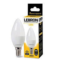 Лампа светодиодная LED Lebron L-C37 6W E14 4100K 220V 480Lm 11-13-20