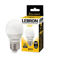 Лампа светодиодная LED Lebron L-G45 8W E27 4100K 220V 700Lm 11-12-58