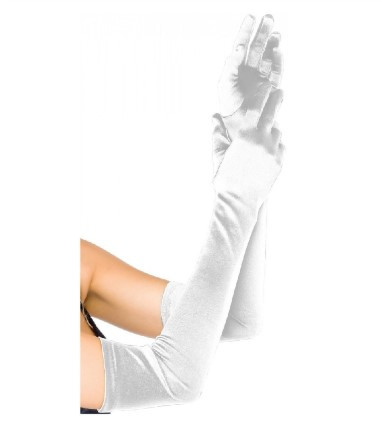 Рукавички атласні білі вище ліктя, фото 1