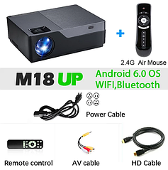 AUN проектор M18UP Android 6.0 OS, Wi-fi, Bluetooth + пульт