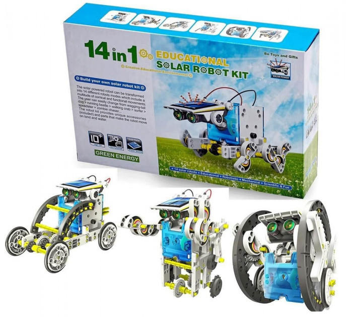 Конструктор робот 14 в 1 на сонячних батареях Solar Robot, фото 1