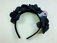 Карнавальный обруч, ободок "Черные розы с черепом" на хэллоуин, набор 12 шт