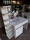 Комплект стіл для візажиста з тумбою на коліщатках + дві високі, підлогові полиці, фото 7