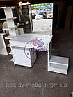 Комплект стіл для візажиста з тумбою на коліщатках + дві високі, підлогові полиці, фото 5