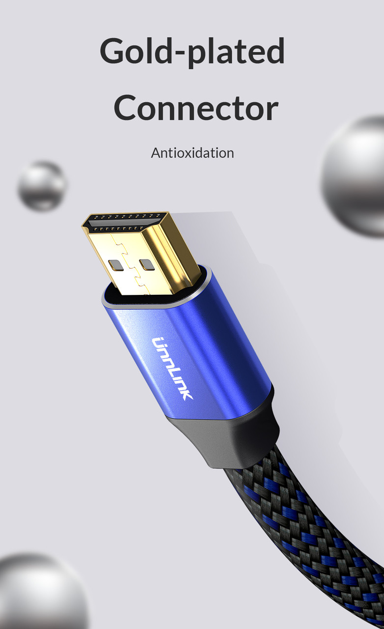 Unnlink HDMI Кабель 8K UHD-2 60Гц HDMI 2,1 HDR RGB 4:4:4 48Гбит/с HDCP2.2 1,8м