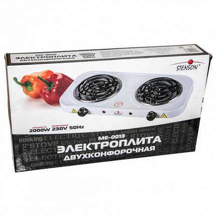 Настільна плита електрична на 2 конфорки Stenson ME-0013 2х1000W, фото 3