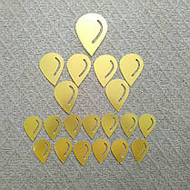 Дзеркальні наклейки акрилові "краплі дощу" колір золото , 20 штук набір, фото 3