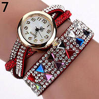 Годинник браслет у стразах Duoya червоні браслетом