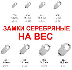 Замки срібні на вагу в асортименті (ціна за 1 г)