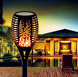 Ліхтар садовий Факел (мерехтливий вогонь) на сонячній батареї, 96 led, водонепроникний, висота 77 см.