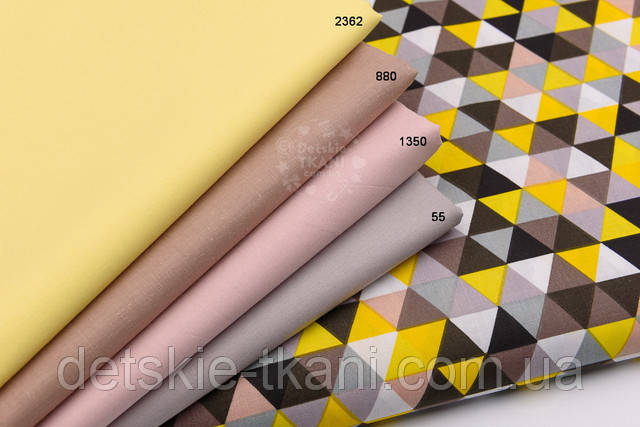 Бязь з трикутниками коричневими, сірими, чорними