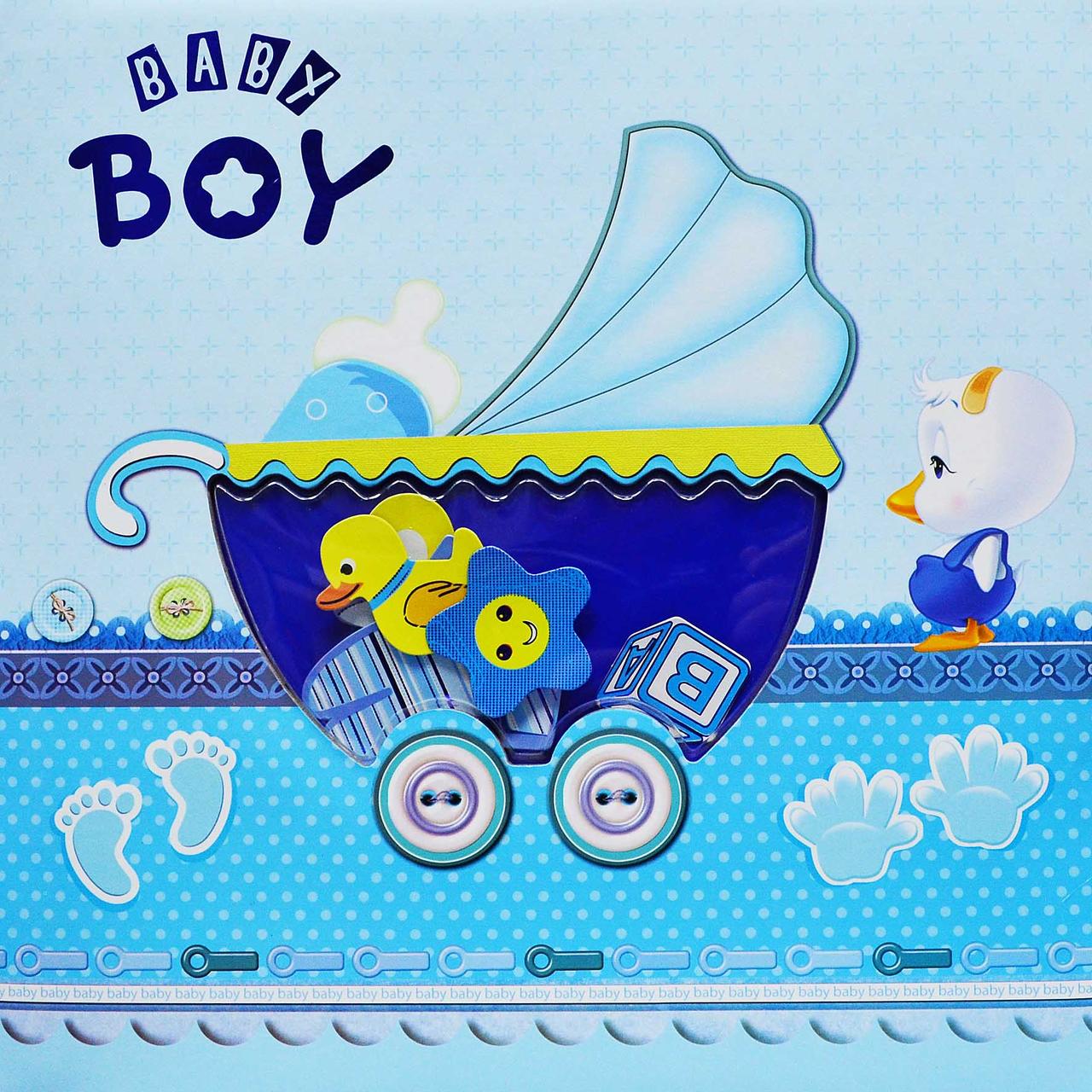Фотоальбом з Анкетою "BABY BOY - у візку" Дитячий альбом для новонародженого з анкетою та місцем для відбитків
