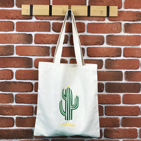 Тканинна Еко Сумка Шоппер City-A Cactus Кактус Біла, фото 1