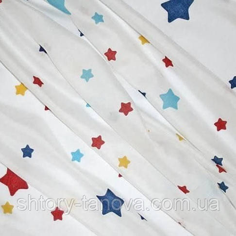 Тюль-серпанок крайон зірки красн/жовтий/сін/голуб, фото 1