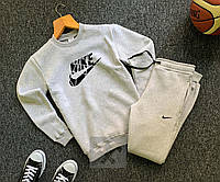 Теплый мужской спортивный костюм Nike на флисе (Зимний спортивный костюм Найк серого цвета)