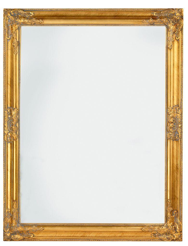 Дзеркало настінне з дерев'яною рамкою 70х90 см золото, smile