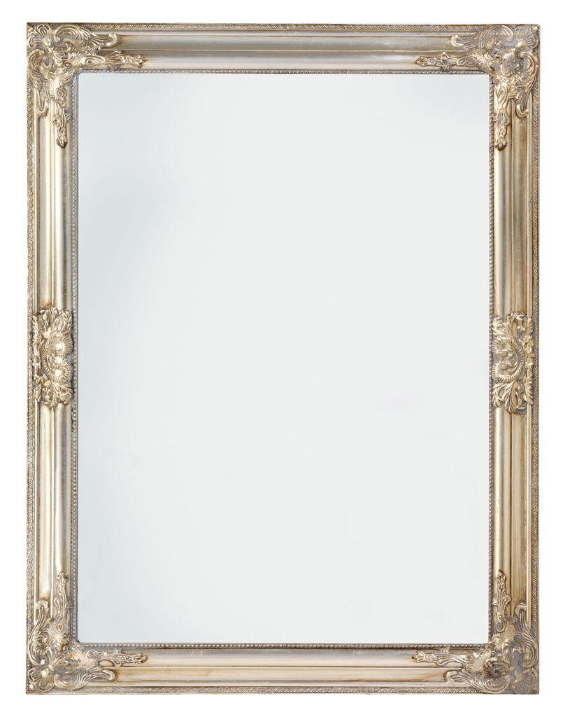 Дзеркало настінне з дерев'яною рамкою 70х90 см срібло. smile