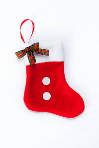 Чобіток новорічний для подарунків червоний з бантом 18*9,5 см шкарпетка