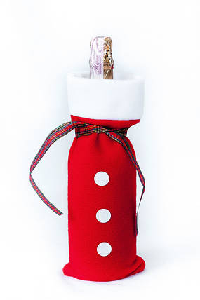 Новорічний мішок для пляшки червоний Санта чохол на пляшку набухальник, фото 2