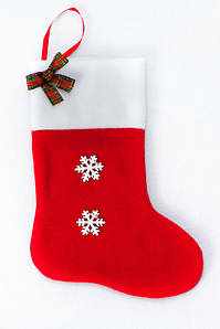 Чоботи новорічні для подарунків Сніжинки червоний 29*22 см носок панчіх