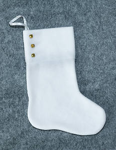 Чобіток новорічний для подарунків білий 29*22 см шкарпетка панчохи