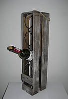 Деревянная подставка для вина на 4 бутылки вертикальная