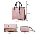 Набір жіночих сумок 3 предмета з брелоком червоного кольору BA-1, фото 7