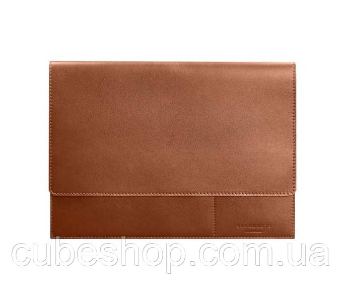 Шкіряна папка для документів А4 на магнітах (коньяк)