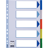 Разделители пластиковые цветные A4 формат, 5 шт Esselte