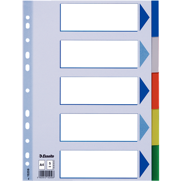 Роздільники пластикові A4 Esselte, 5 аркушів
