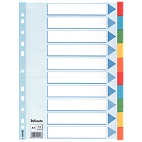 Разделители для документов цветной картон 1-10, А4 формат, Esselte