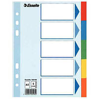 Разделители для документов цветной картон 1-5, А5 формат, Esselte