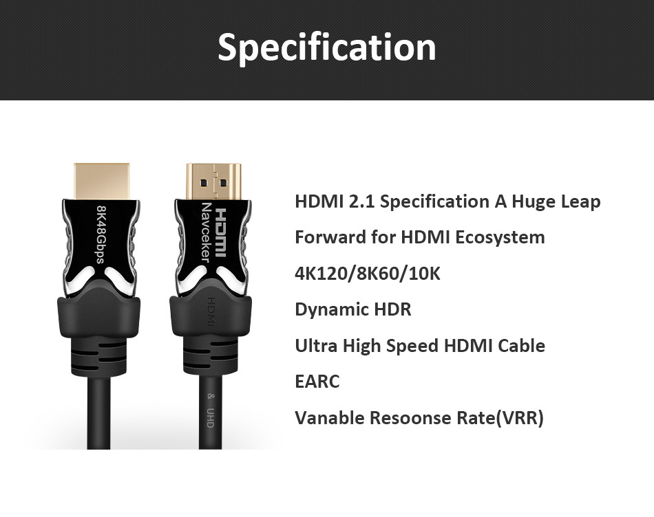 HDMI кабель 4K, 8К 48 Гбіт/с 2.1 Супершвидкісний плоский eARC UHD HDR для 8K samsung QLED tv 2m HDMI 2.1