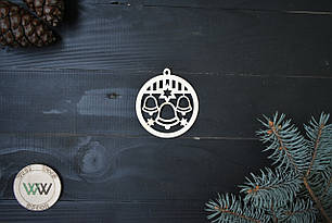 Кулька з фанери на ялинку з дзвіночками, новорічний декор, ЕКО іграшки на ялинку, ялинкові прикраси з дерева.