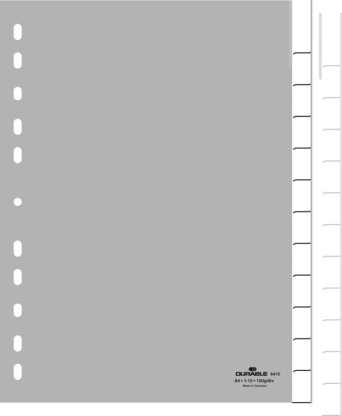 Роздільники пластикові 1-12 формату A4 DURABLE