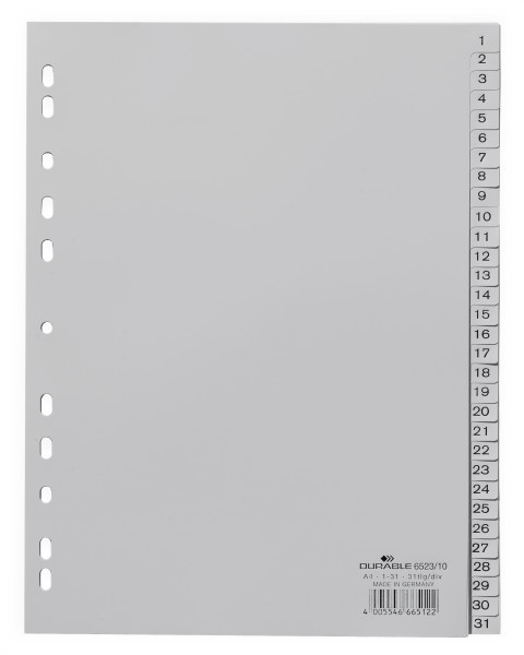 Роздільники пластикові 1-31 формату A4 DURABLE