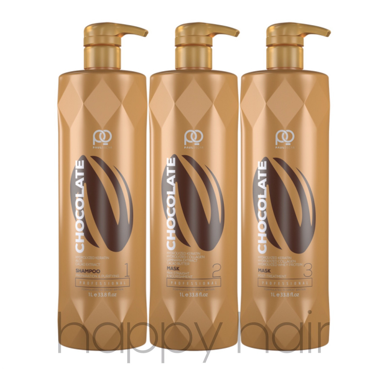 Paul Oscar Chocolate Max Straight Набір для кератинового випрямлення 3x1000 р