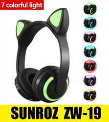 Навушники SUNROZ ZW-19 з котячими вушками LED 7 кольорів