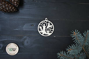 Кулька з фанери на ялинку зі свічками, новорічний декор, ЕКО іграшки на ялинку, ялинкові прикраси з дерева.