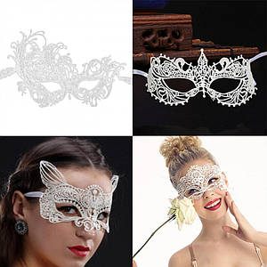 Маска на очі мереживна Венеціанська карнавальна біла