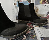 Стильні жіночі черевики челсі оксфорд замша шкіра чорні взуття 37 розм демісезонні, фото 8
