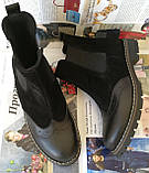 Стильні жіночі черевики челсі оксфорд замша шкіра чорні взуття 37 розм демісезонні, фото 6