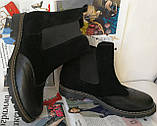 Стильні жіночі черевики челсі оксфорд замша шкіра чорні взуття 37 розм демісезонні, фото 7